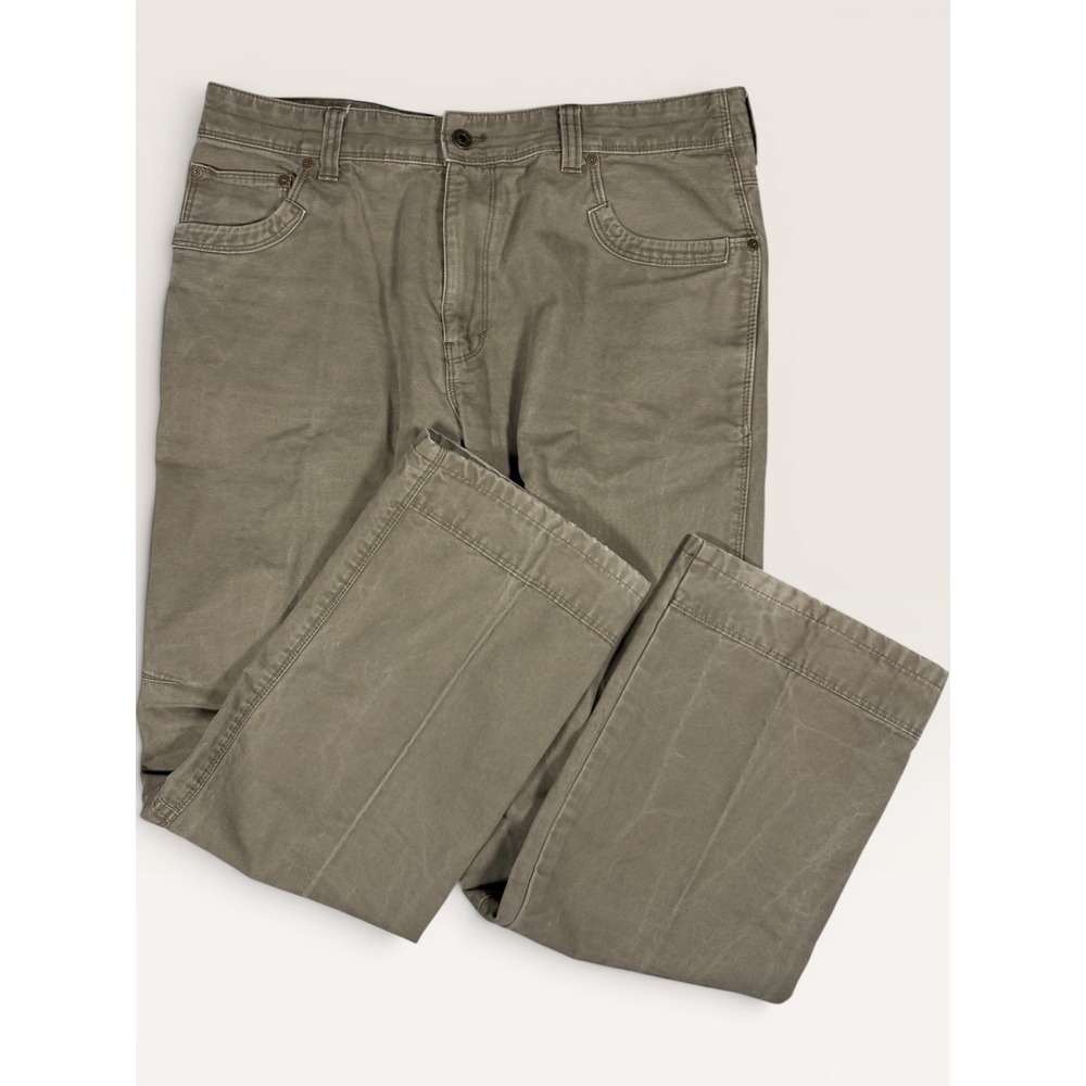 Eddie Bauer Mens Canvas Work Pants 36x32 Olive Green Cotton Utility Carpenter